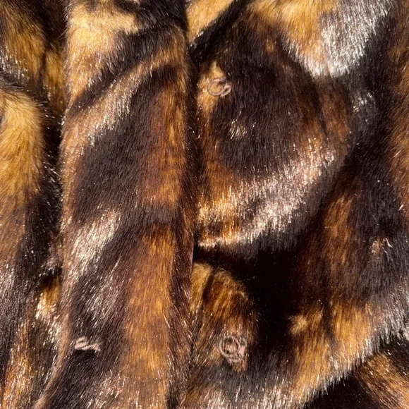 Vintage Terry Lewis Classic Luxuries Brown Print Mid Length Women Coat Size Med - Picture 7 of 10